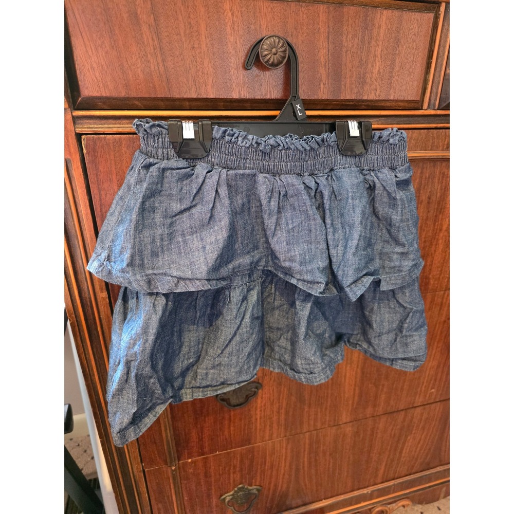Jumping Beans Girls Blue Chambray Tiered Ruffle Skirt Size 6X Smocked‎ Waist
